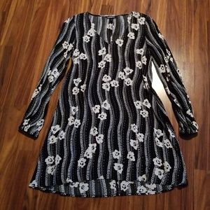NWOT Express Floral Stripe Trapeze Dress